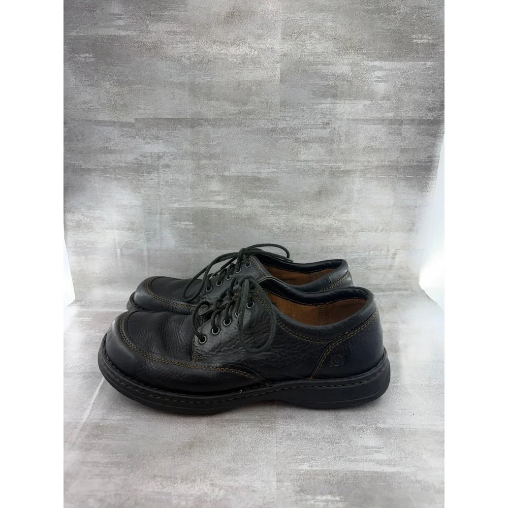 Born Men Black Leather Moc Toe Oxford Lace Up Shoes Sz 11.5 US 45.5 EU